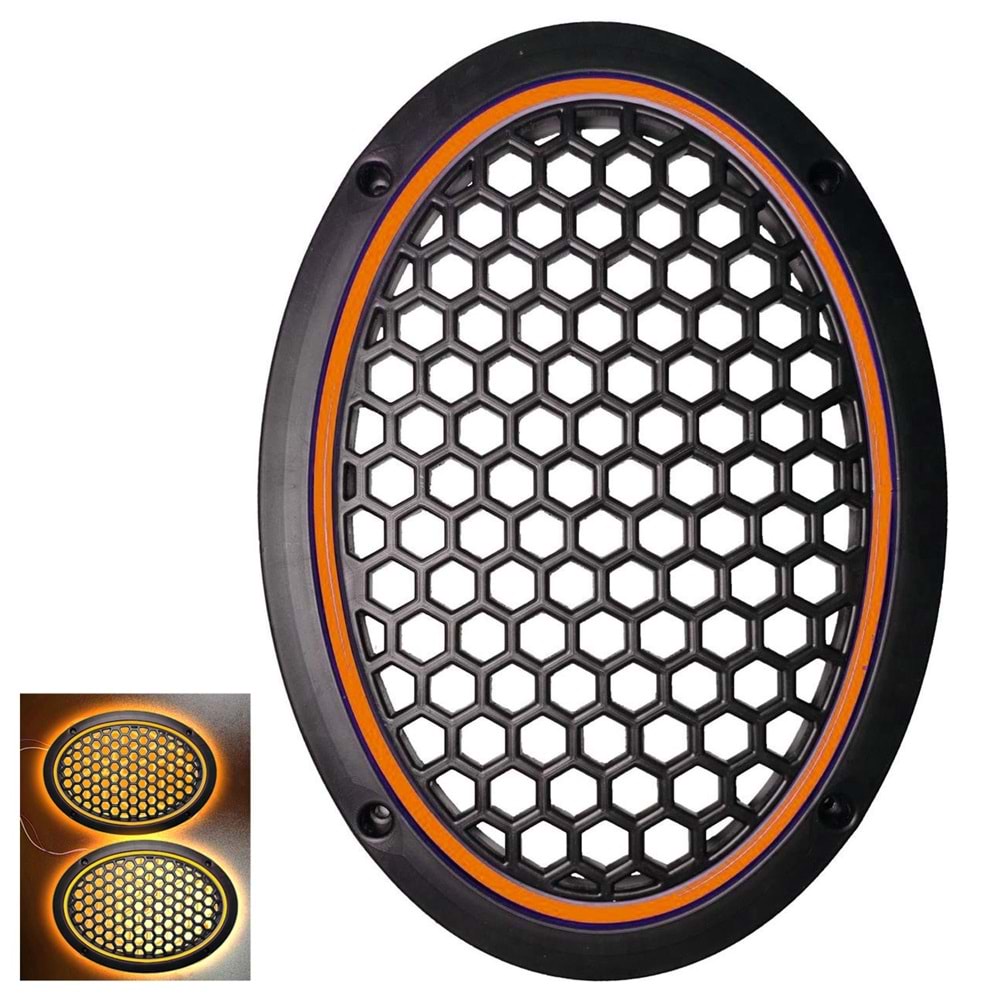 OEM OVAL HOPARLÖR KAPAĞI AMBER NEON LEDLİ (2 ADET)