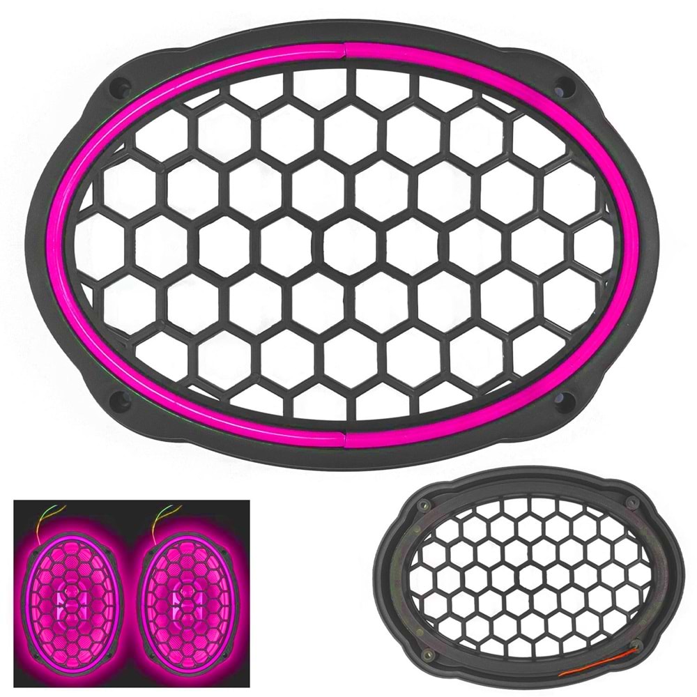 OEM OVAL HOPARLÖR KAPAĞI PEMBE NEON LEDLİ (2 ADET)