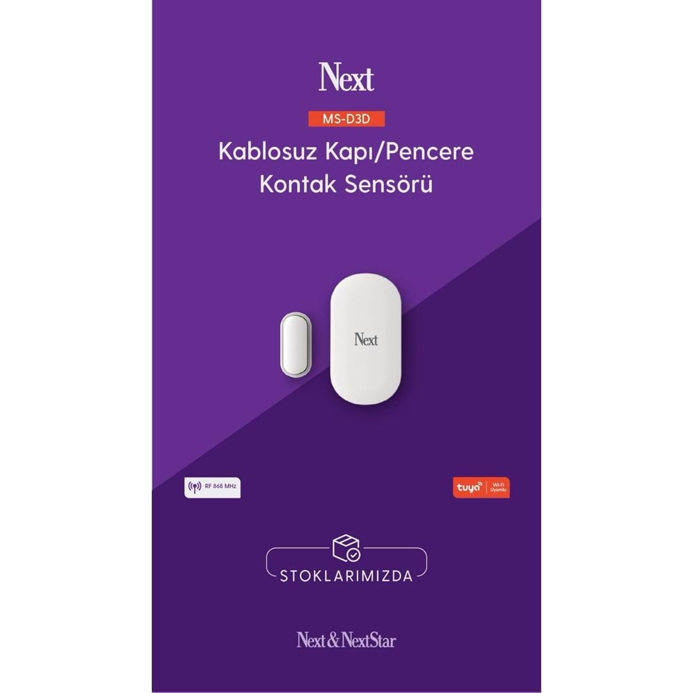 NEXT MS-D3D KABLOSUZ KAPI/PENCERE KONTAK SENSÖRÜ