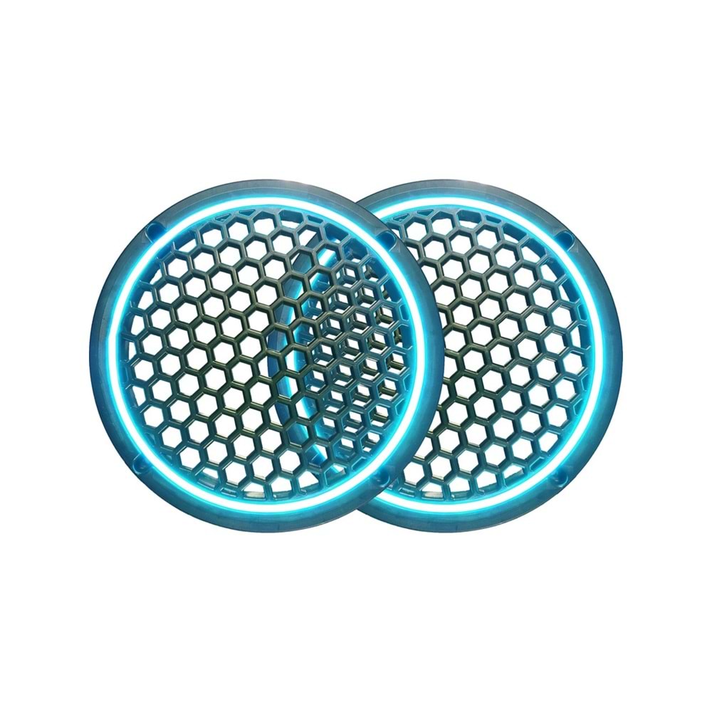 OEM 20CM HOPARLÖR KAPAĞI BUZ MAVİSİ NEON LEDLİ (2 ADET)