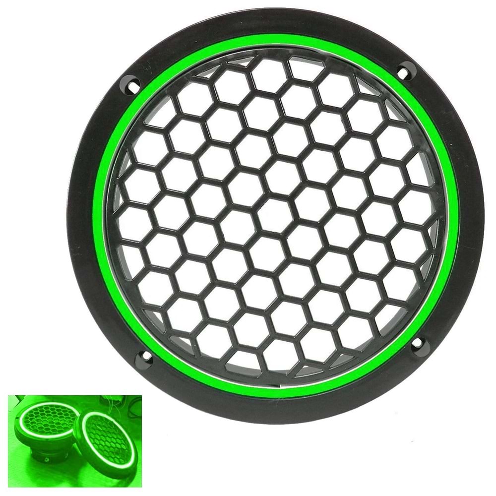 OEM 16CM HOPARLÖR KAPAĞI YEŞİL NEON LEDLİ (2 ADET)