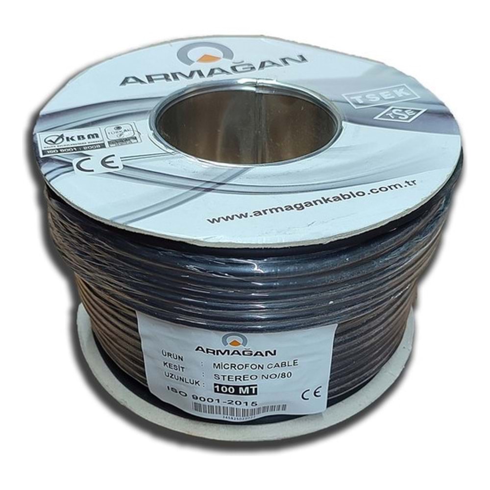 ARMAĞAN STEREO MİKROFON KABLOSU %100 BAKIR 100MT SİYAH