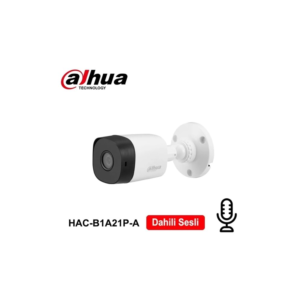 DAHUA HAC-B1A21P-A- DAHİLİ SESLİ 3,6MM 2MP AHD KAMERA