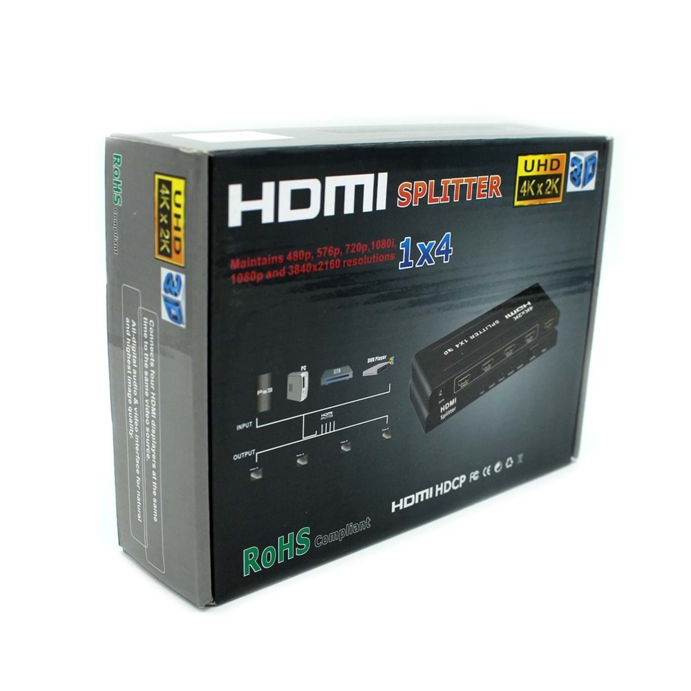 WELLBOX HSP0104 1/4 HDMI SPLITTER