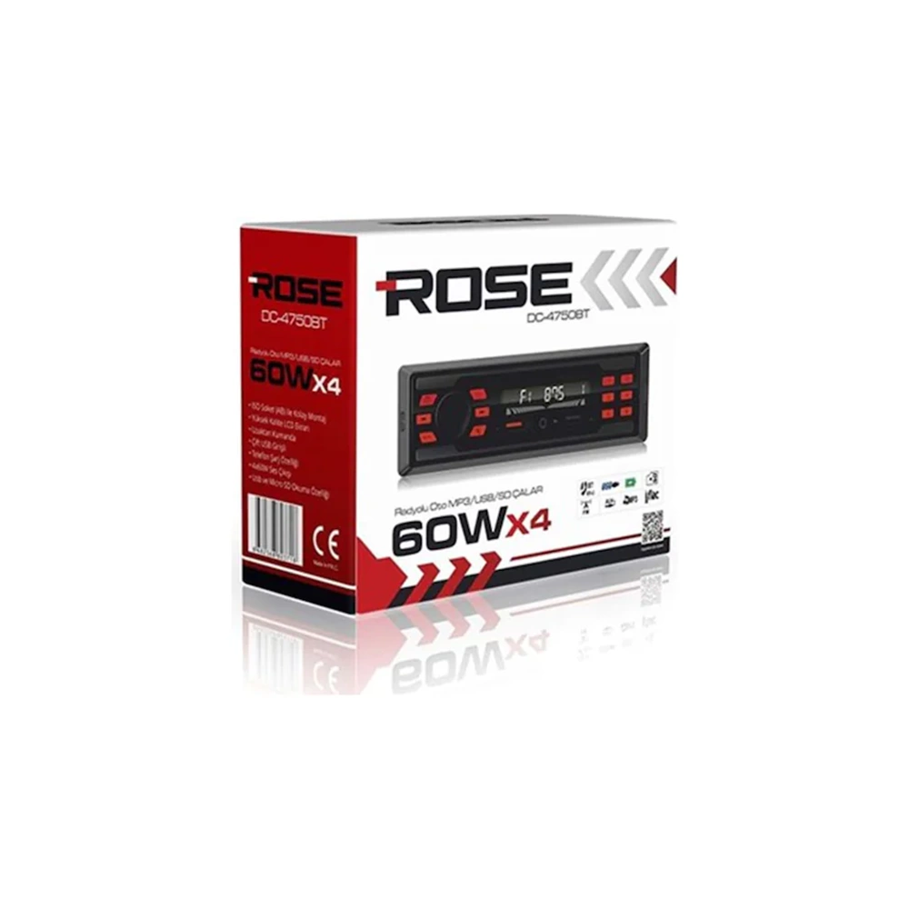 ROSE DC-4750BT 60WX4 BT/USB/SD/FM/AUX/MP3/FLAC RADYOLU OTO TEYP