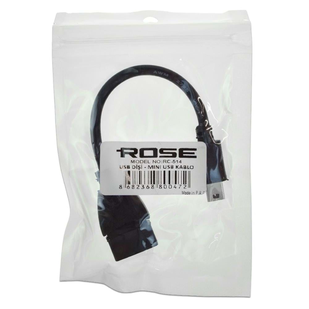ROSE RC-514 USB 2,0 DİŞİ MİNİ MİCRO USB KABLO (OTG)