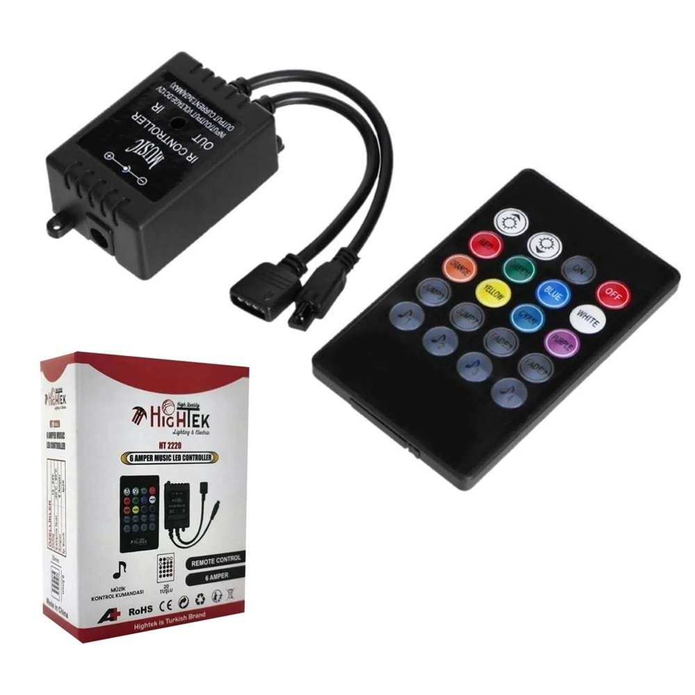 HIGHTEK 6A 20TUŞLU HT-2220 MÜZİK KONTROLLÜ RGB KONTROL KUMANDASI