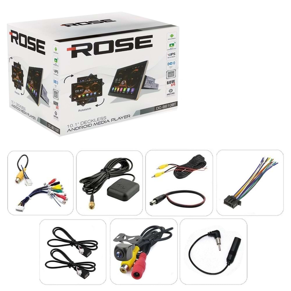 ROSE DC-8610BT-232 Android 10.1'' Döner Kafa 2GB+32GB TABLET MULTİMEDYA