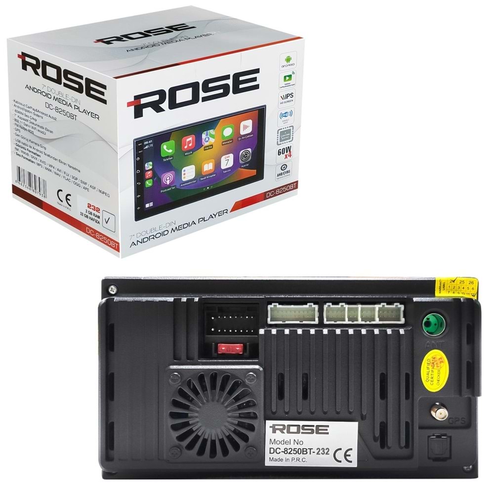 ROSE DC-8250BT-232 7'' A100 İŞLEMCİ DOUBLE TEYP