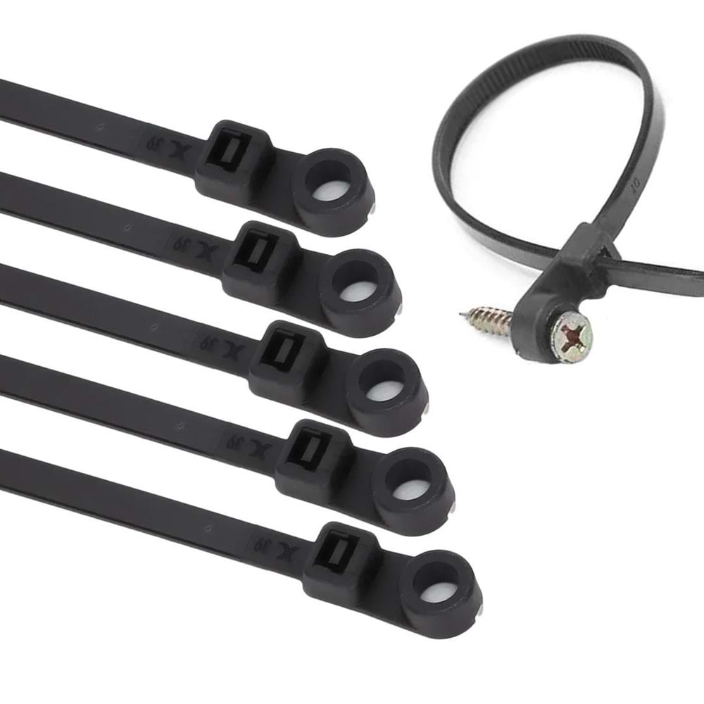 OEM 2.5X100mm Vida Delikli Kablo Bağı SİYAH (Vida Dahil Değildir) (100LÜ PAKET )