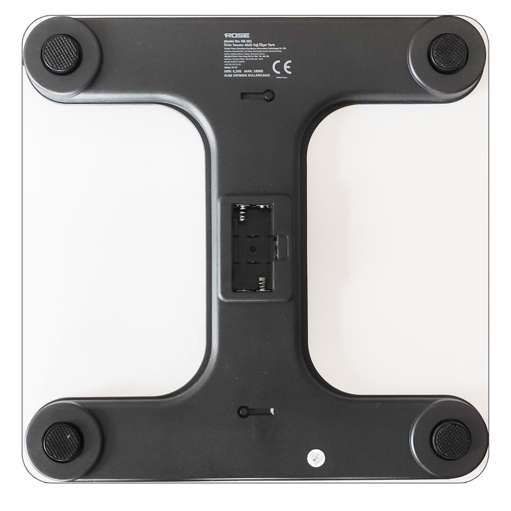 ROSE RB-201 Dijital Tartı Bluetooth Telefon Uygulamalı Akıllı Yağ Ölçer Siyah