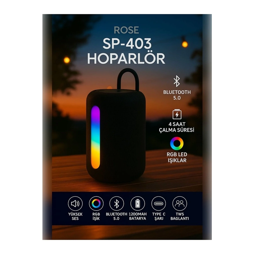 ROSE SP-403 FM/MP3/Bluetooth/USB/Micro SD ŞARJLI MÜZİK KUTUSU