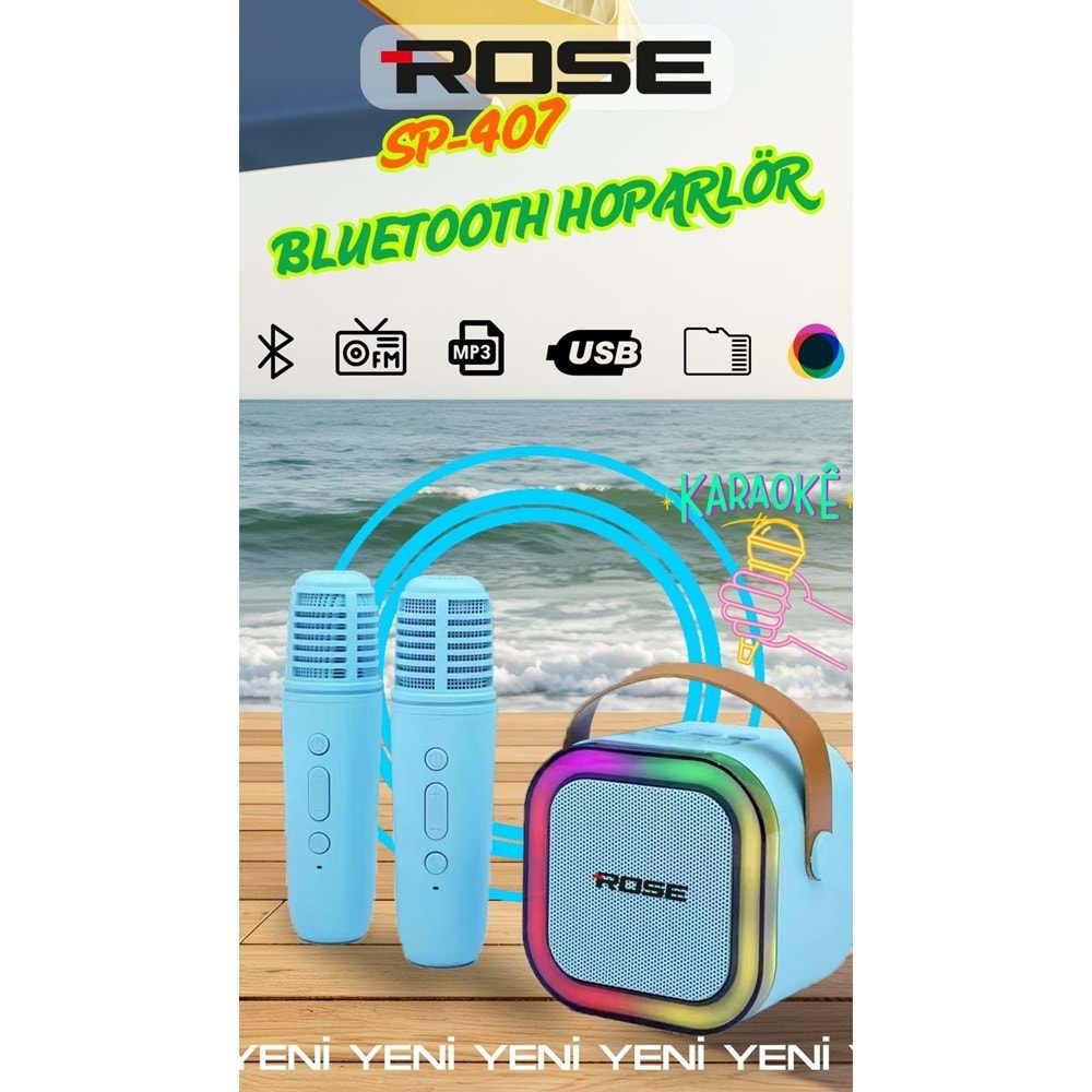ROSE SP-407 MİKROFONLU FM/MP3/Bluetooth/USB/Micro SD ŞARJLI MÜZİK KUTUSU