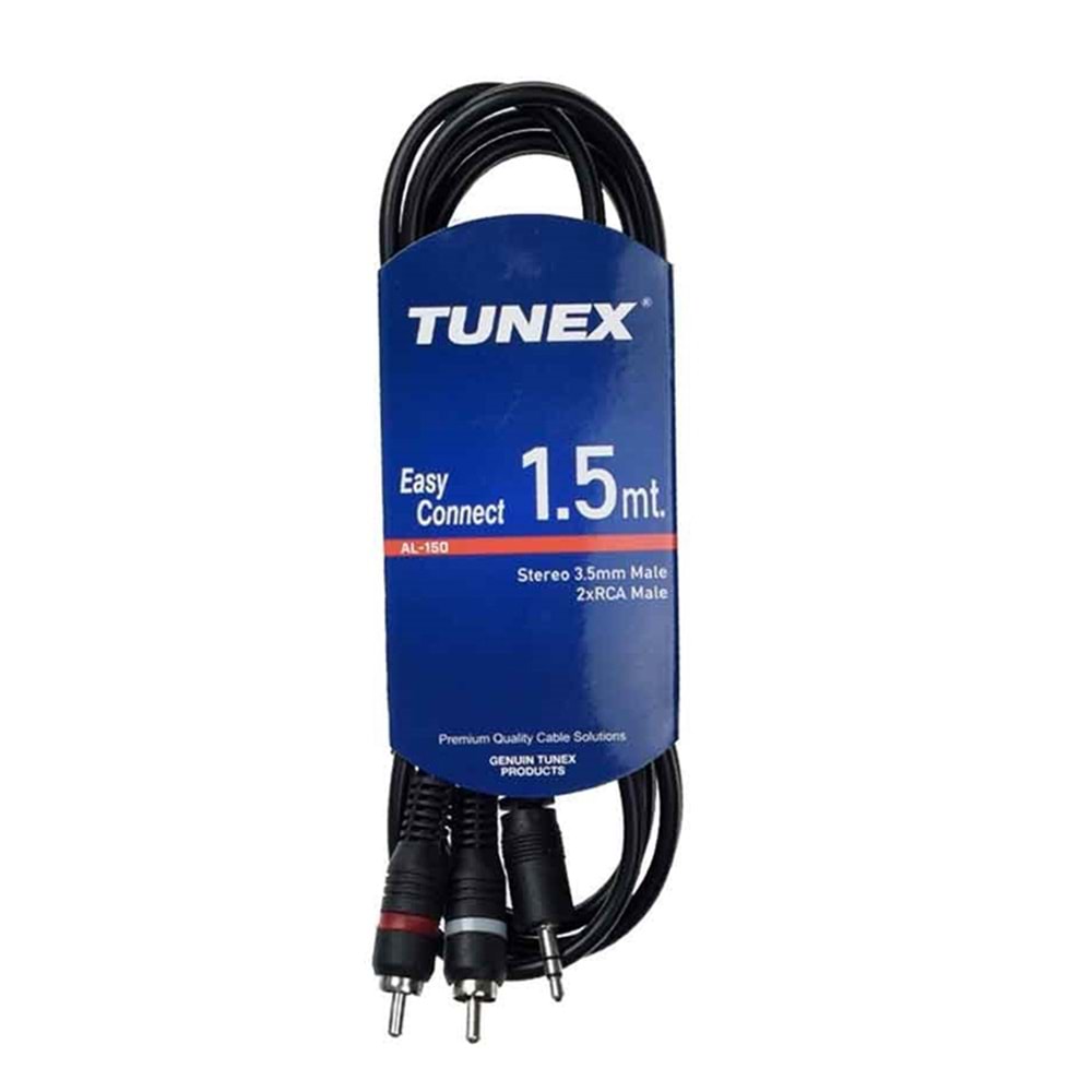 TUNEX AL-150 AUX KABLO 3.5MM TO 2RCA 1.5 MT