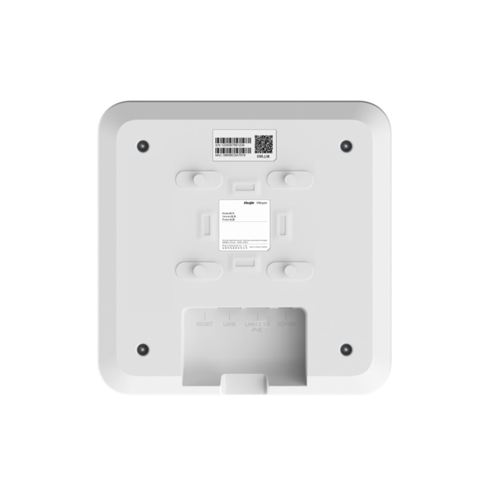 RUIJIE REYEE RG-RAP2260(G) AX1800 Wi-Fi 6 2PORT 2.4G 2x2MIMO 5G 2x2MIMO 23dBm 2.4 GHZ & 5 GHZ POE ADAPTORSUZ INDOOR ACCE