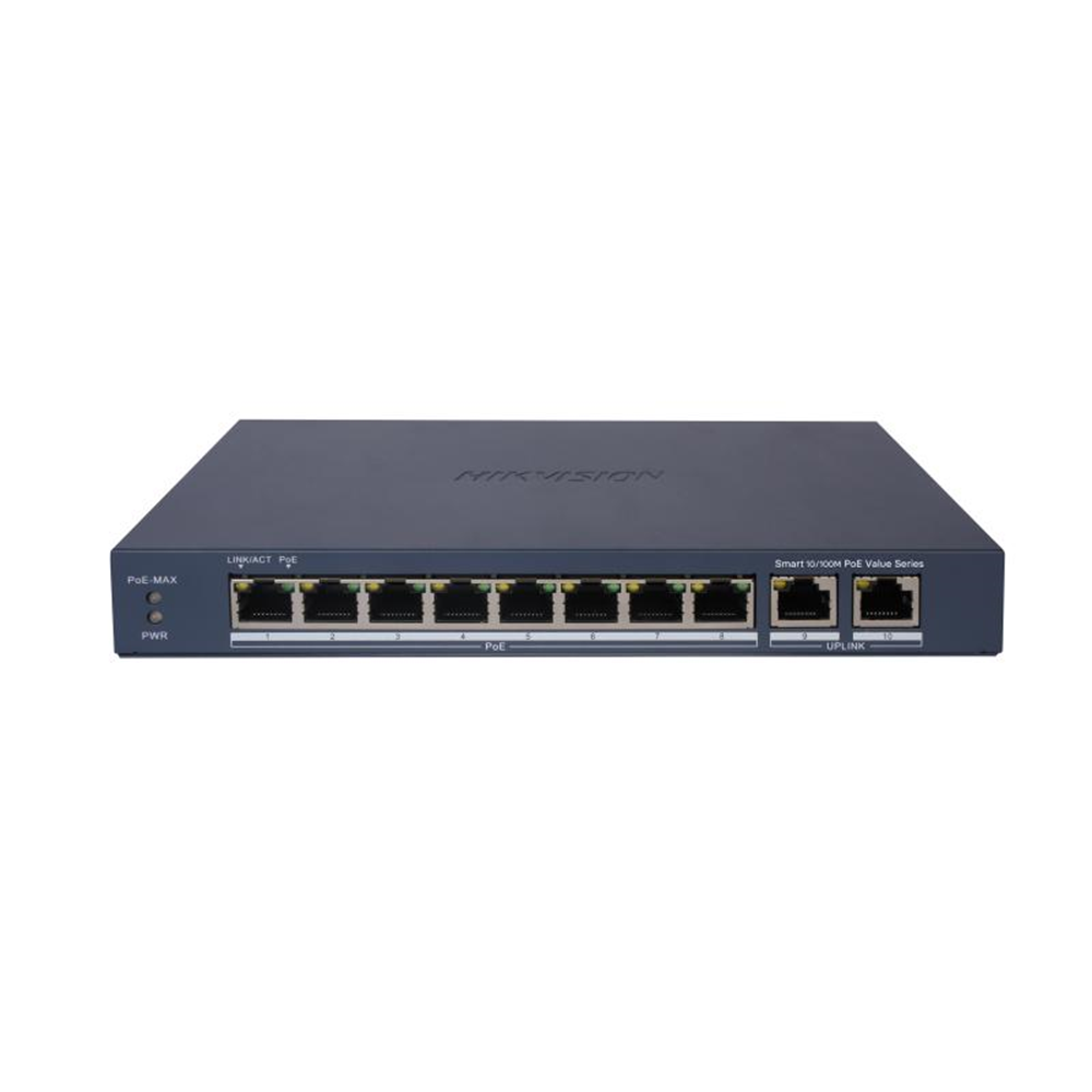 HIKVISION DS-3E1310P-EI/M 8 PORT 10/100 8 PORT POE+ 2 PORT UPLINK 60W YONETILEMEZ SWITCH