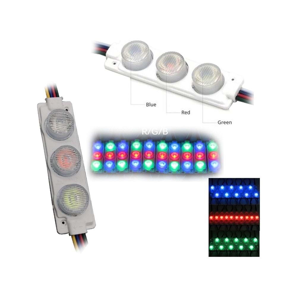 12 VOLT 3 WATT RGB MODÜL LED 3 LÜ