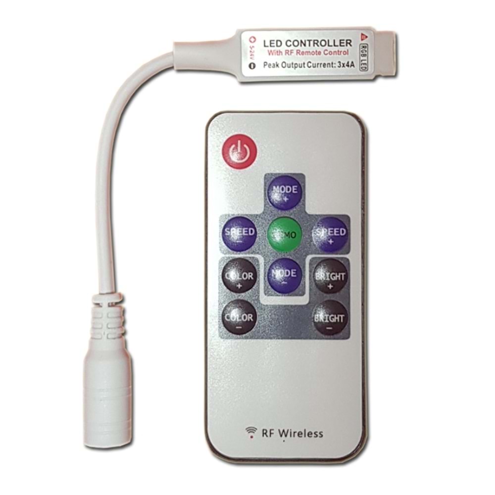 RGB LED KONTROL DEVRESİ RF KUMANDALI MİNİ 12V-24V UYUMLU