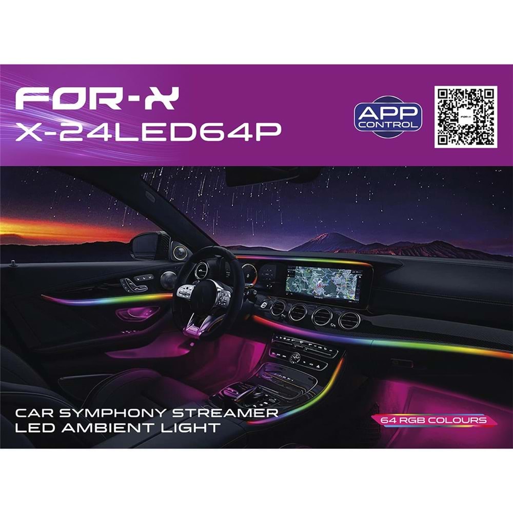 FOR-X X-24LED64P COLOURFUL ARAÇ İÇİ AMBİYANS LED AYDINLATMA