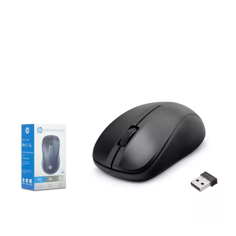 HP S500 1200DPI 2.4GHZ USB Kablosuz Siyah Mouse
