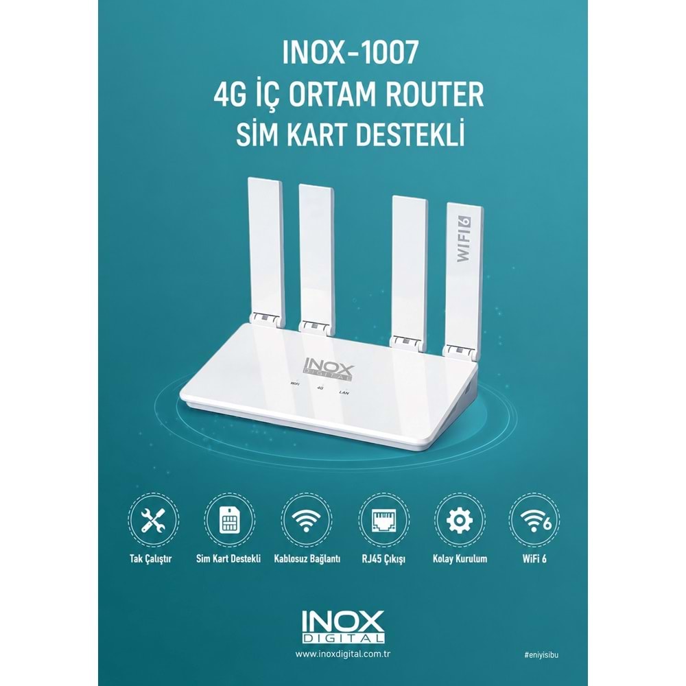 INOX-1007 4G SIM KARTLI ROUTER İÇ ORTAM WIFI VE RJ45 ÇIKIŞLI