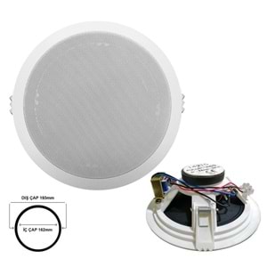 FULLY K-1421G Alçıpan Tavan Hoparlör 16cm 10 Watt Trafolu Beyaz