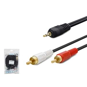 KABLO 2RCA AUX 3,5MM STEREO 3MT GOLD HADRON HDX-1031 NARİTA NRT-1085
