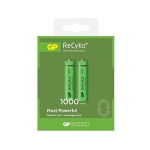 GP RECYKO Şarjlı Pil AAA İnce Kalem 950 Mah 1000 Series Ni-Mh 2Li Paket