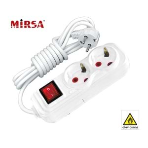 GRUP PRİZ İKİLİ TOPRAKLI ANAHTARLI 3MT MİRSA 7720103 çift kayıt