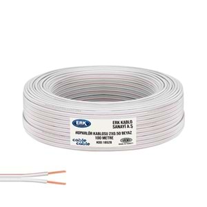CABLECABLE Hoparlör Kablosu Kordon 2x0,50 Beyaz 100 Metre