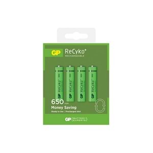 ŞARJLI PİL AAA İNCE 650MAH (4 ADET) GP RECYKO