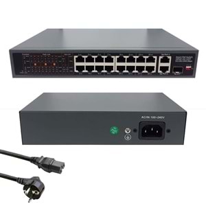 POE SWİTCH 16 PORT+2 UPLINK+1SFP GIGABIT 10/100/1000 MBPS SİMPLE SM-116P