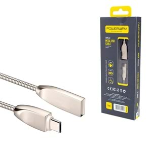 POWERWAY CX-03 Şarj Kablosu Type-C 2,1A 1 Metre Metal