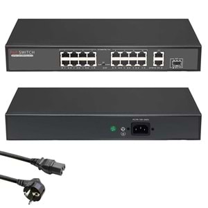 POE SWİTCH 16 PORT+2 UPLINK+1SFP GIGABIT 10/100/1000 MBPS HT-P16MX