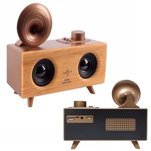MÜZİK KUTUSU ŞARJLI GRAMAFON AHŞAP BT/USB/SD/AUX/FM NARİTA B6