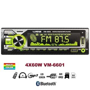 MEGA VM-6601 Oto Teyp 4X60 Watt Bluetooth Büyük Ekran