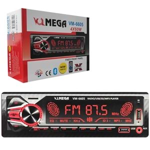 MEGA VM-6605 Oto Teyp 4X60 Watt Bluetooth Büyük Ekran