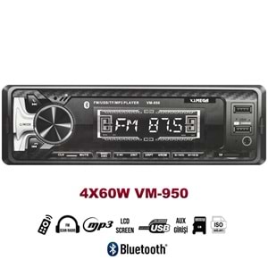 MEGA VM-950 Oto Teyp 4X60 Watt Bluetooth 2xUsb Sd Fm Aux