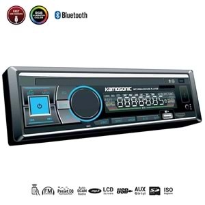 KAMOSONIC KS-MX801 Oto Teyp 4X50 Watt Bluetooth 2xUsb Sd Fm Aux