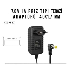 RMZ 7.8V 1A PRİZ TİPİ TERAZİ ADAPTÖRÜ 4.0X1.7MM AT0781T