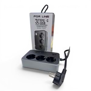 Forline TAK02 3'lü 2mt 1type-C+2usb Çıkışlı Akım Korumalı Grup Priz