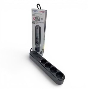 Forline Termal Akım Korumalı Grup Priz 4 LÜ ( Type-c + 2 Usb ) TAK03
