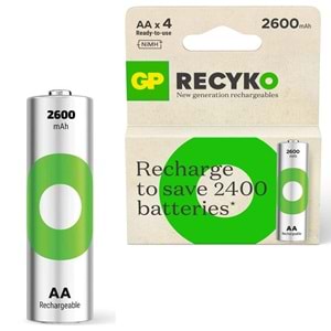 GP RECYKO ŞARJLI PİL AA KALEM 2600MAH Nİ-MH (2 ADET)
