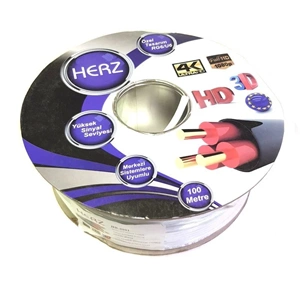 HERZ RG6/U6 8001 ANTEN KABLOSU 80 TEL - 100 METRE GÜMÜŞ BEYAZ