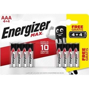ENERGIZER AAA-LR03 MAX ALKALİN 4+4 ADET İNCE KALEM PİL