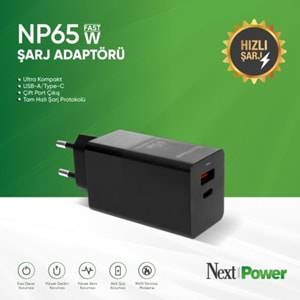 NEXTPOWER NP65W 65 WATT HIZLI ŞARJ ADAPTÖRÜ