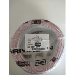 ARMAĞAN HOPARLÖR KABLOSU 2X0,75 100 MT BEYAZ BAKIR ( CU )