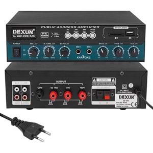 DEXUN D-70 USB-SD-AUX-Bluetooth Destekli 50 Watt 100 Volt 4-16 Ohm Hat Trafolu Anfi