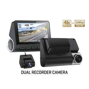 FOR-X X-30DVR ARAÇ GÜVENLİK KAMERASI WİFİ DESTEKLİ 4K+2K 2 KAMERALI (128 GB DESTEKLER )