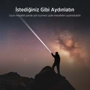 BİX BX5141FL 30W LED, Max. 1800 Lümen Parlaklık ve 690 Metreye Kadar Menzilli Şarj Edilebilir LED Bildirimli Kompakt El Feneri